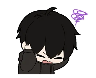 😔 anime, confundido, molesto, dibujos animados, pelo negro, emoción, disgustado, irritado telegram sticker