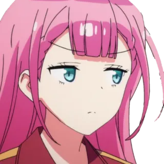 😐 anime, cô gái, tóc hồng, khó chịu, dễ thương telegram sticker