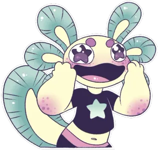 ✨ ajolote, lindo, pegatina, dibujo animado, animal, estrella, anfibio telegram sticker