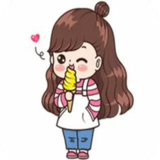 🍦 การ์ตูน, ผู้หญิง, ไอศกรีม, น่ารัก, หวาน telegram sticker