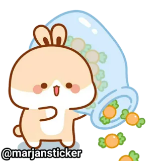 ❤️ @marjansticker кролик, зайчик, милый, каваий, конфеты, банка, наклейка telegram sticker