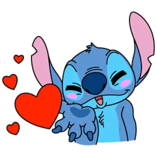 💋 Stitch 스티치, 릴로와 스티치, 디즈니, 만화, 하트, 사랑 telegram sticker