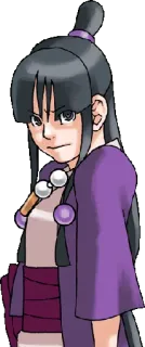😒 Maya Fey Ace Attorney zły, medium, prawnik, anime, elf telegram sticker