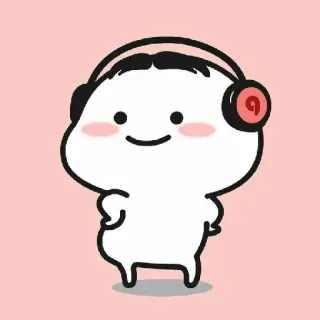 😌 lucu, kartun, headphone, karakter, kawaii whatsapp sticker