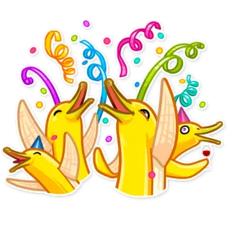 😃 банан, вечеринка, праздник, конфетти, мультфильм, фрукт telegram sticker