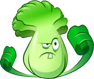 🥬 pak choi, Plants vs Zombies, verdura, cartone animato, gioco whatsapp sticker