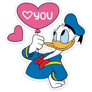 ❤️ Donald Duck ♡ YOU Donald Bebek, Kartun, Disney, Hati, Cinta, Balon whatsapp sticker