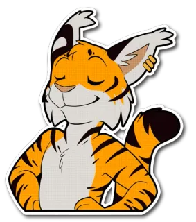 😌 tiger, furry, animal, cartoon, orange, feline, cute, relaxed telegram sticker