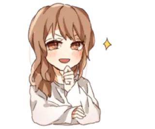 ✨ anime, girl, cartoon, cute, sparkle, thinking telegram sticker