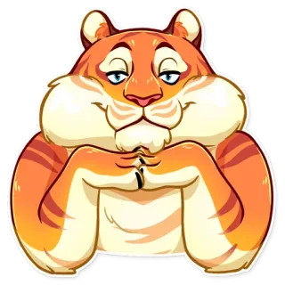 🙂 tigre, animal, mignon, dessin animé, kawaii, orange, rayé, autocollant telegram sticker
