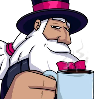 3️⃣ Cartoon, Figur, Kaffee, Zylinder, Tasse telegram sticker