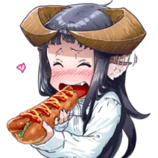 🌭 Anime, Manga, Personaggio, Mangiare, Hotdog, Carino telegram sticker