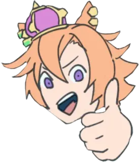 👍 Anime, Krone, Daumen hoch, Figur, Fröhlich telegram sticker