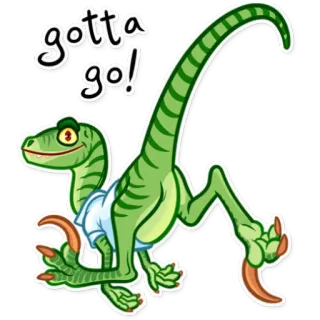 🏃 gotta go! dinosaur, cartoon, reptile, going, fast, green telegram sticker