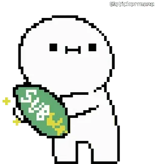 🌊 St8 skateboard, persoon, pixel art, cartoon, duim omhoog telegram sticker