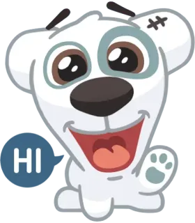 ✋ HI chien, dessin animé, amical, salutation, salut, animal whatsapp sticker