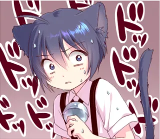 😱 ドキドキ Anime, Nekomimi, Kawaii, Doki Doki whatsapp sticker