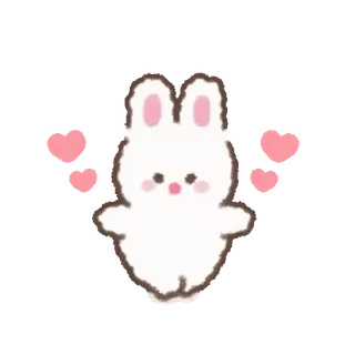 💕 lapin, mignon, coeurs, animal, kawaii, autocollant telegram sticker