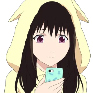 😊 Anime, Cô gái, Thỏ, Áo hoodie, Dễ thương, Nhân vật, Hoạt hình telegram sticker