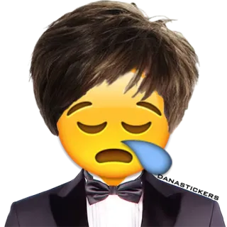 😥 эмодзи, спящий, уставший, измученный, сонный, лицо, официальная одежда, смокинг telegram sticker