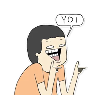 👉 YOI dessin animé, personnage, mème, pointant telegram sticker