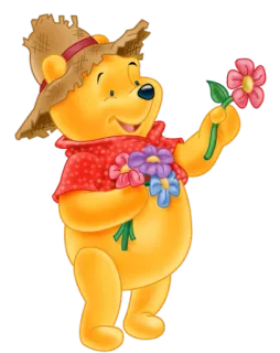 🌸 Winnie the Pooh Ursinho Pooh, Urso desenho animado, Flores, Disney, Personagem telegram sticker