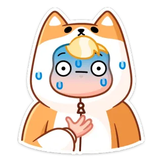 😅 мультфильм, стикер, собака, сиба ину, потеет, тревожный, милый telegram sticker