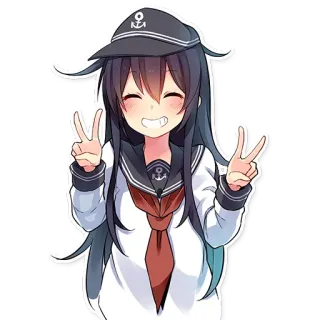 ✌ anime, cartoon, girl, peace, smile, cute, schoolgirl, hat telegram sticker