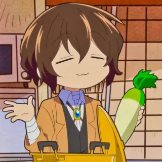 ⛓ Dazai Osamu Bungo Stray Dogs Anime, Bungo Stray Dogs, Dazai Osamu, Chibi, Dessin animé, Nourriture, Personnage whatsapp sticker