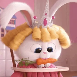 🐰 Snowball The Secret Life of Pets Cartoon, Hase, Kaninchen, Tier, Karotte, Krone, Haustier telegram sticker