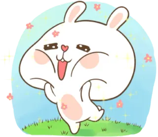 🐽 królik, zajączek, słodki, szczęśliwy, kwiaty, naklejka, kreskówka, kawaii telegram sticker