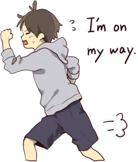 🏃‍♂️ I'm on my way. kreskówka, bieganie, spieszący się, anime, droga, chłopak telegram sticker