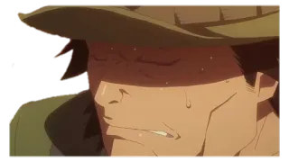 😓 Anime, Mężczyzna, Pot, Wyraz, Postać, Zestresowany, Kapelusz telegram sticker