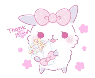🎀 Thank You mignon, animal, lapin, fleurs, merci, kawaii telegram sticker
