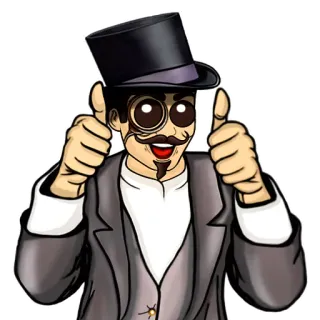 😍 Dessin animé, Homme, Haut-de-forme, Steampunk, Pouce levé, Monocle telegram sticker