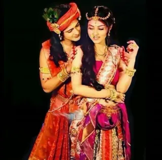 🥰 Krishna and Radha Krishna, Radha, Hinduism, Indian culture, Spiritual, Love, Traditional attire telegram sticker