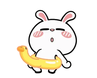 🍆 kelinci, binatang, kartun, lucu, pelampung, bebek, berenang, seru telegram sticker