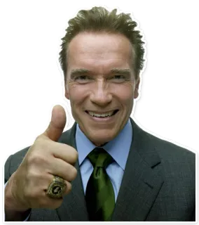 👍 Arnold Schwarzenegger actor, pulgar arriba, político, gobernador, positivo telegram sticker