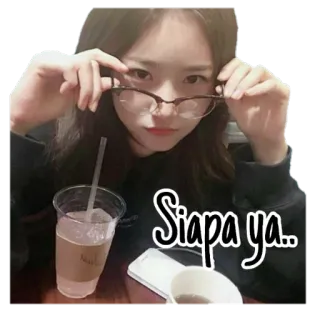 🤷 Siapa ya.. Frau, Brille, Siapa, Ja, Indonesisch, Mädchen, Getränk whatsapp sticker