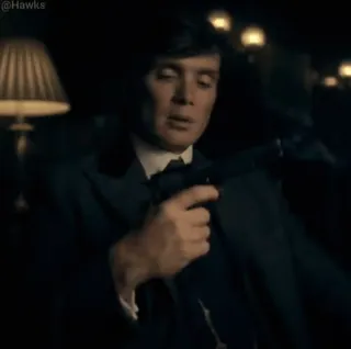 🥃 Tommy Shelby Peaky Blinders gun, violence, movie, gangster, suit, cigarette whatsapp sticker