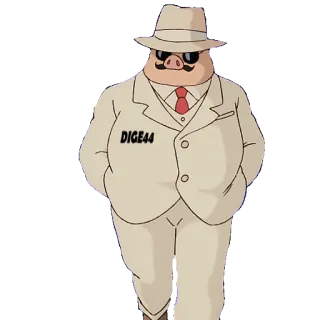 🚶 DIGE44 cerdo, gángster, dibujos animados, traje, sombrero, animal telegram sticker