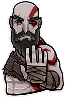🤚 Kratos God of War Videospiel, Griechische Mythologie, Krieger, Gott, Wütend, Axt telegram sticker