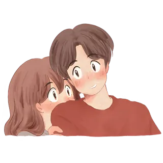 🤨 pasangan, cinta, kasih sayang, romantis, kartun, peluk telegram sticker
