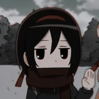 🀄 Mikasa Ackerman Attack on Titan Anime, Mikasa, L'Attaque des Titans, AOT, Chibi, Écharpe telegram sticker