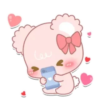 ☺️ fofo, urso, desenho animado, corações, rosa, kawaii, telefone telegram sticker