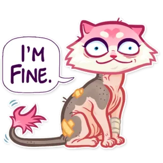 🤕 I'M FINE. gato, dibujos animados, animal, pegatina, lindo telegram sticker