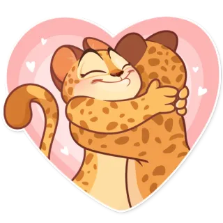 💑 binatang, macan tutul, pelukan, cinta, persahabatan, imut, hati telegram sticker