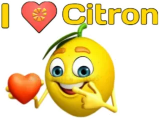 ❤️ I ❤️ Citron cedro, limone, frutta, emoji, cuore, amore, giallo, sticker telegram sticker