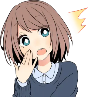 😮 Аниме, Удивлена, Женщина, В шоке, Девушка, Мультфильм whatsapp sticker
