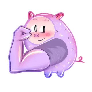 💪 cerdo, dibujos animados, músculo, fuerza, lindo, animal, pegatina whatsapp sticker